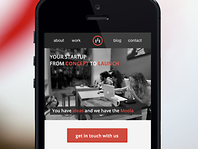 Mobile Landing Page button flat iphone landing minimal mobie red responsive web