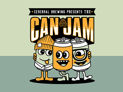 Cerebral Can Jam beer can jam cartoon craft beer illustator illustration mascot