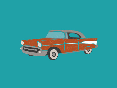 1957 Chevy car chevy illustrator orange teal textures