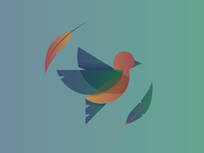 Birds of a Feather a bird birds blue circle feather geometry gradient green nature of orange