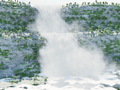 Waterfall - Blender art 3d art blender landscape modeling particle waterfall