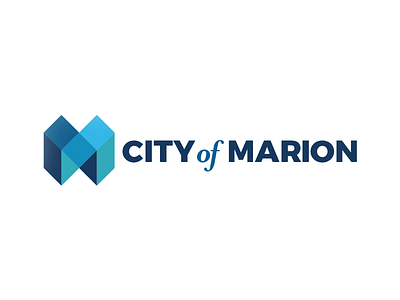 City of Marion - Combination Mark 3d blue brand branding city geometric logo m marion mark rebrand square