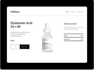 Ordinary Skincare - Web UI