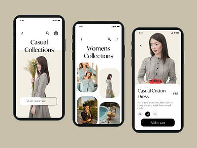 Ecommerce App - Women's fashion app design ios minimal product design typography ui ux