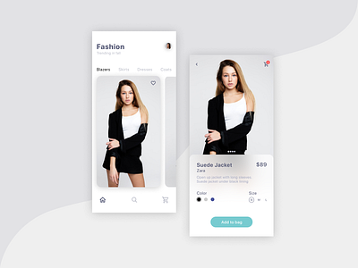 Fashion E-commerce app add add to bag ai branding daily ui design ecommerce app fashion fashion app figma icon illustration sketch typography ui ux vector