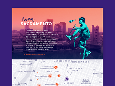 Busking Sacramento art collage design festival landing page performance web
