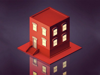 Red House on a rather shiny ground 3d c4d cinema 4d dark design house illustration light night red shading