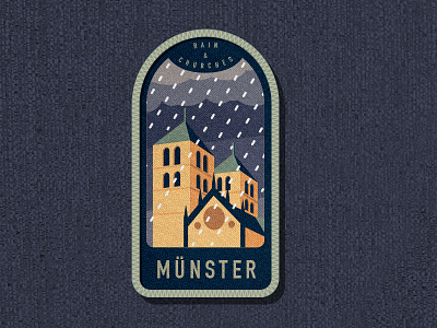 Münster Badge 1 badge church city clouds germany home münster patch rain retro vector vintage