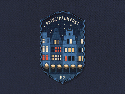 Münster Badge 9 badge blue city design flat illustration münster night patch vector vintage
