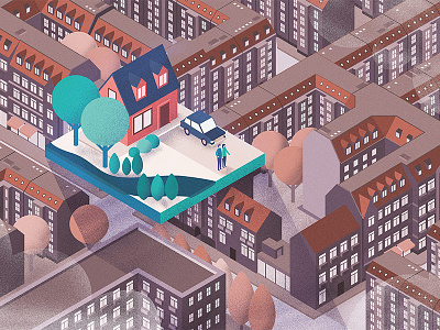 Over the Tops city house illustration illustrator iso isometric map street texture town urban vector