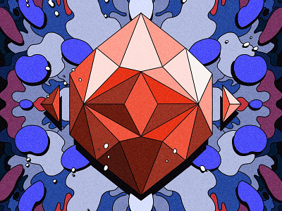 Diamond Symmetry abstract art blue design diamond diamond logo digital digitalart drawing editorial fluid graphic hand drawn illustration ipad procreate red splash
