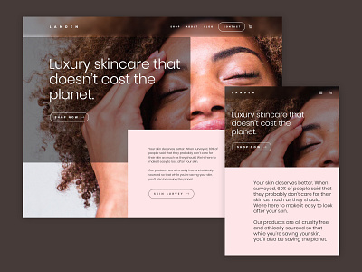 Landan skincare concept landing page