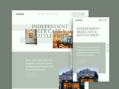 Homepage concept for O'Briens Beer Cafe