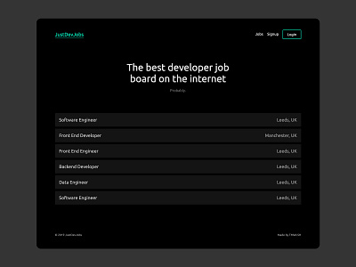 JustDevJobs Homepage dev jobs developer developer jobs homepage homepage design job board just dev jobs ui ux web design web developer