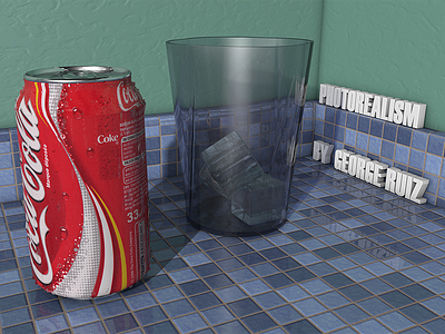 Thirsty 3d can cinema 4d coke cola glass ice model photorealism refreshing tiles