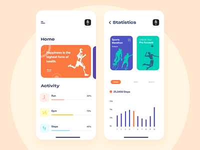 Mobile app - Your activity 3d art activity activity tracker analytics animation challenge clean creative dashboard fresh illustration interaction interface lifestyle typography ux