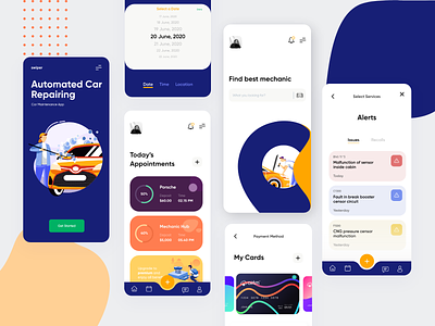 Automated Car Maintenance animation appointment booking artificial intelligence automation car rental car repair car service case studies clean creative dashboard figma design illustration interaction interface minimal task management to do list typography ux