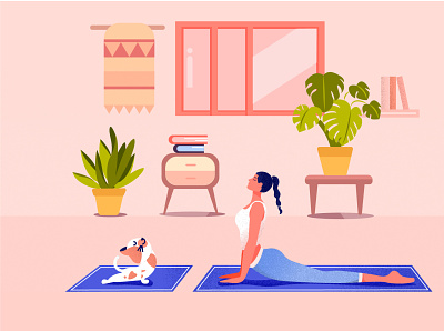 Home Workout cat character illustration characterdesign clean creative drawing featured fresh gym gymnastics illustration minimal muscle procreate quarantine summer women workout workout of the day yoga