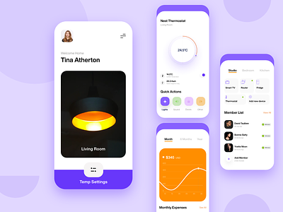 Smart Home App analytics animation app artificial intelligence chart clean consumption creative dashboard figmadesign fresh home interaction interface minimal smarthome swiftui thermostat typography ux