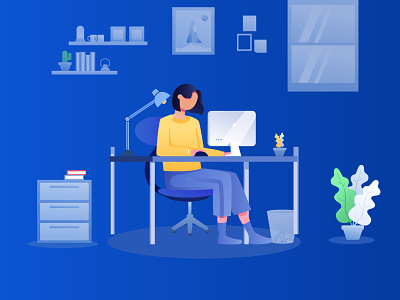 Work from home 2d app character character illustration communication conference covid19 flat design illustration office pandemic people plant remote stay home stool team work work from home working workspace