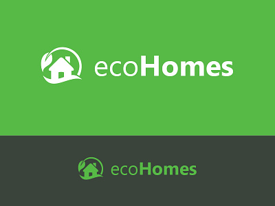 Eco Homes Logo corporate design eco flat green house home identity invite. leaf logo nature new