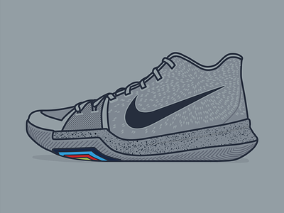 Kyrie 3 "Cool Grey" basketball grey hoops illustraion kicks kyrie kyrie irving nba nike shoes sneakers vector vector art vector illustration