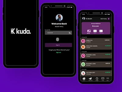 Kuda finance App app branding design ui ux