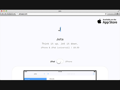 Jots website app ios minimal monosten simple
