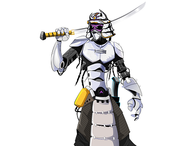 Ninja, Robot, Kilt, Cyber Warrior Concept cyber security illustration kilt ninja robot warrior