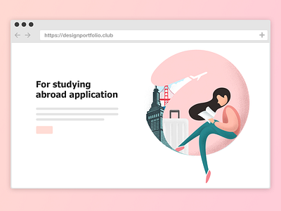 designportfolio.club - Study abroad flat illustration vector web website