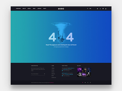 404 Music Page 404 blue dark flat minimal music page not found pink simple theme typography web