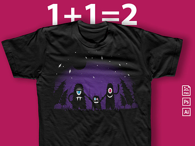 1+1=2 artwork character creative market design download eyes illustration monster night t-shirt vector vector pack