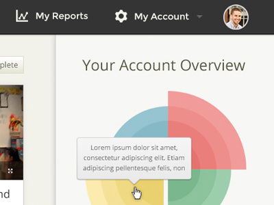 Sidebar navigation pastel pie chart sidebar tooltip web app