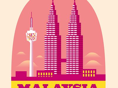 Travel Sticker 2 flat icon kuala landmarks lumpurtower malaysia petronas sticker towers travel twin vector