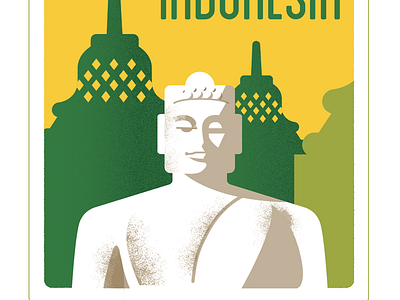 Travel Sticker 3 borobudur icon indonesia landmarks sticker travel