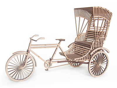 Cycle Rickshaw 3D Puzzle 3d puzzle diy kit lasercut rickshaw scale model sculpture wooden