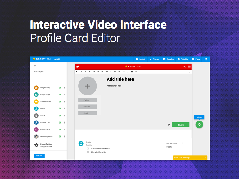 Storygami: Profile card editor cardui interactive video video