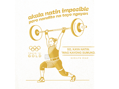 Hidilyn Diaz: Ginto character female strong line art olympics olympics2020 philippines sports weightlifting