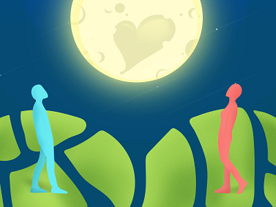 Soulmate couple editorial gradients illustration love moon night skies soulmate universe