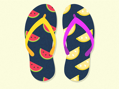 Waterlemon beach fruits lemon matching patterns slippers watermelon