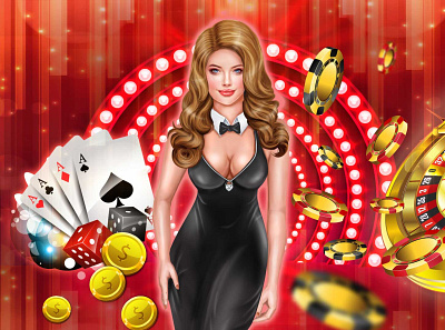 Hot Girl beauty black casino games character colors digital 2d digital art fantasy girl illustration
