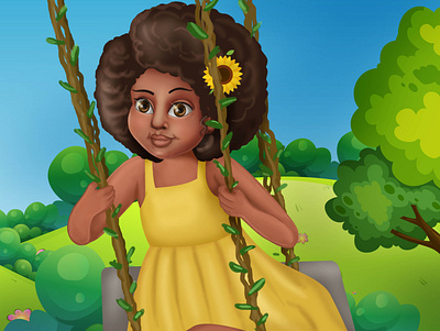 Shine like Diamond afro beauty black girl digital 2d girl illustration painting people yellow dress