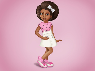 i am perfect african american afro hair black girl character design digital 2d digital art illustration pink pink dress
