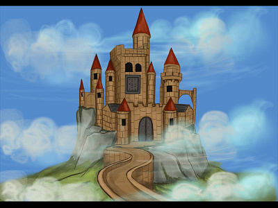 Castle building concept drawing dreamland painting