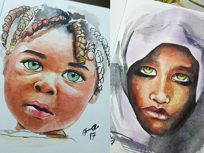 Portraits beauty eye shades hand sketch portraits watercolors