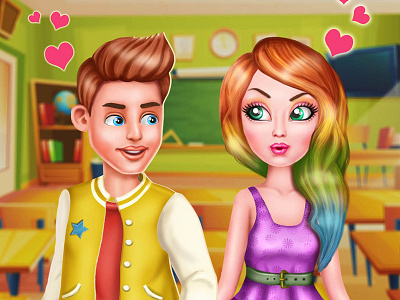 love is in the air cartoon character colorscheme digital 2d illustration kids game