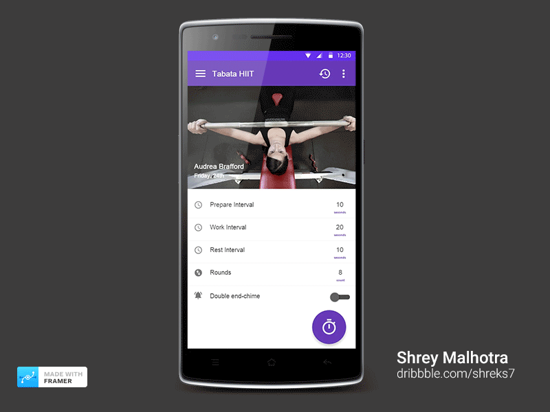 Material Design - Tabata HIIT Timer android design fitness hiit material design mobile mobile ui tabata timer ui ux
