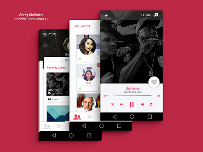 Share music with your friends android app design product design prototypes reach