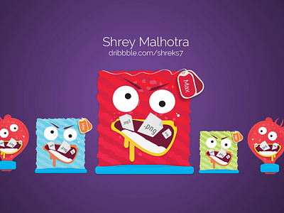Chomp - A file sharing app for kids character design file sharing graphic design icon illustrations jelly