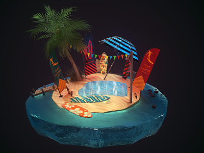 Surf Island - Environment & Prop Design environment art game design game level level design prop design virtual reality